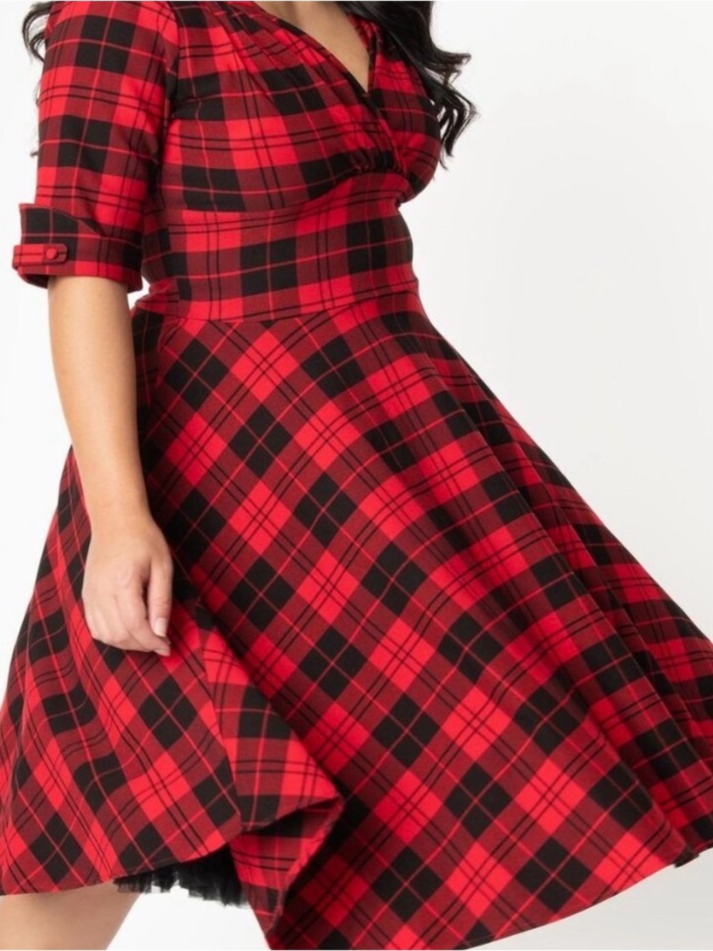 Unique Vintage Red & Black Plaid Circle Skirt